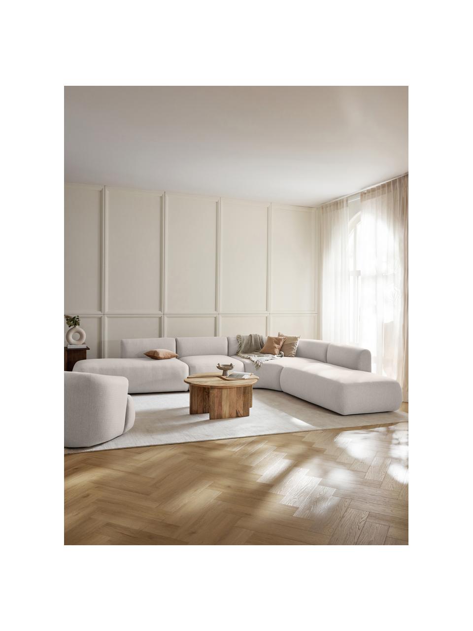 Sofá rinconera modular Sofia (4 plazas), Tapizado: 100% polipropileno Alta r, Estructura: madera de abeto, tablero , Patas: plástico El material util, Tejido blanco crema, An 385 x F 298 cm