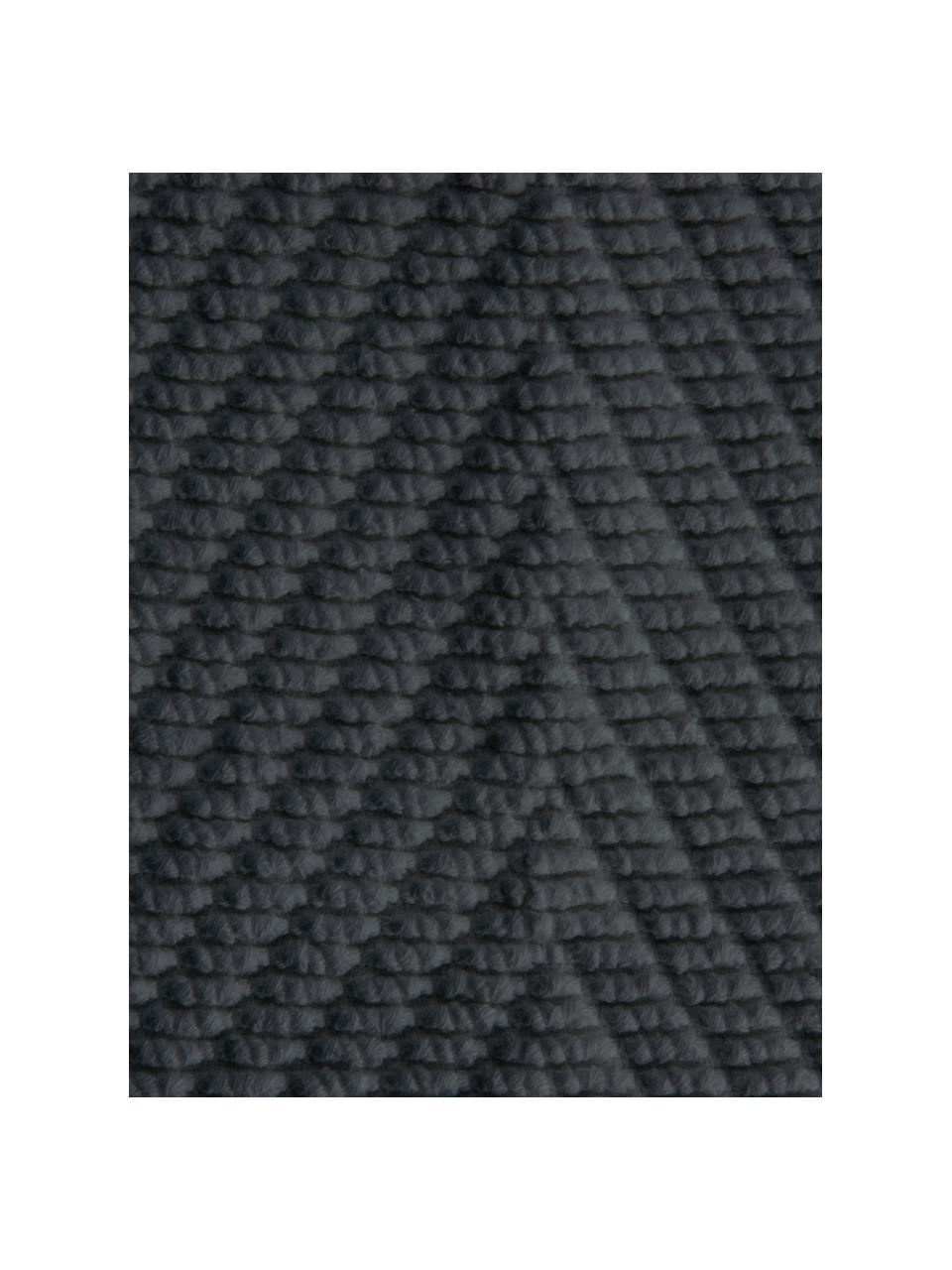 Tapis de bain coton avec motif chevrons Soft, Revêtement : anthracite Pieds : noir