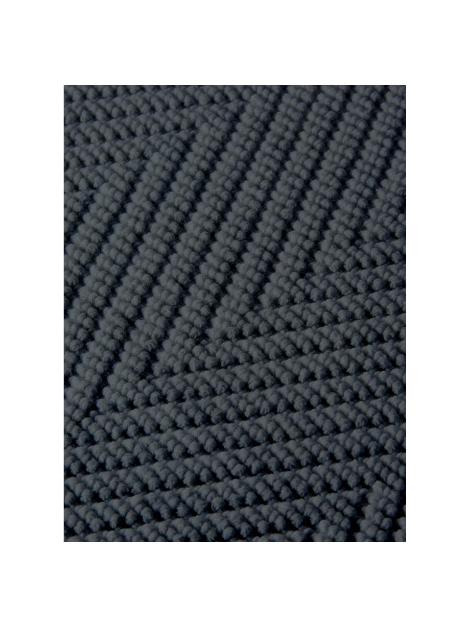 Tapis de bain coton avec motif chevrons Soft, Revêtement : anthracite Pieds : noir