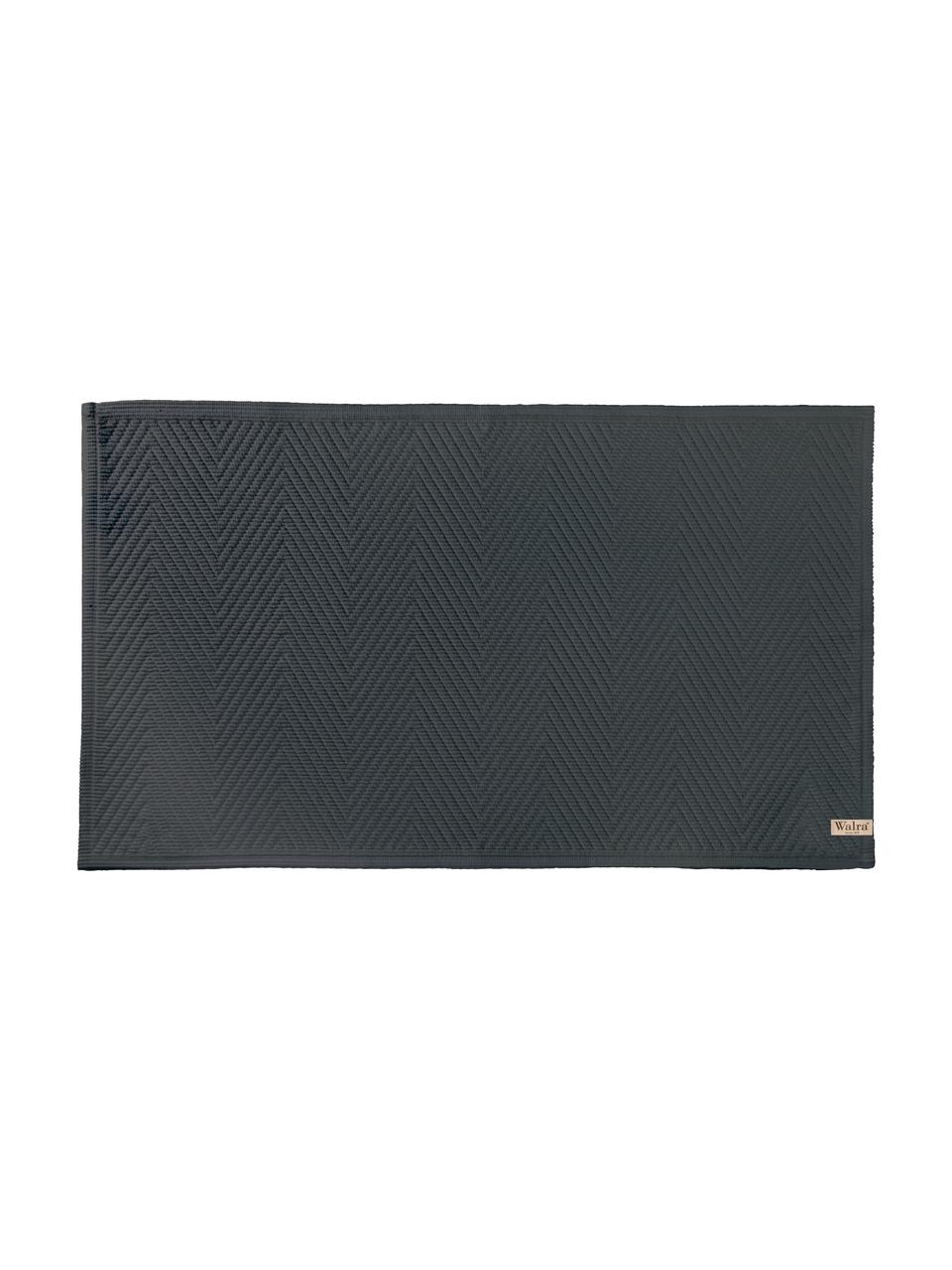 Tapis de bain coton avec motif chevrons Soft, Revêtement : anthracite Pieds : noir