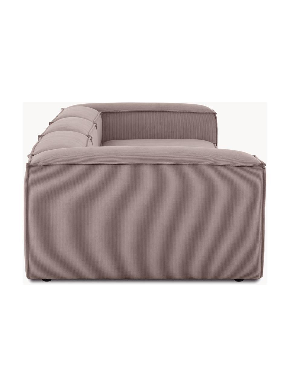 Modulares Sofa Lennon (4-Sitzer) aus Cord, Bezug: Cord (92 % Polyester, 8 %, Gestell: Massives Kiefernholz, Spe, Füße: Kunststoff Dieses Produkt, Cord Taupe, B 327 x T 119 cm