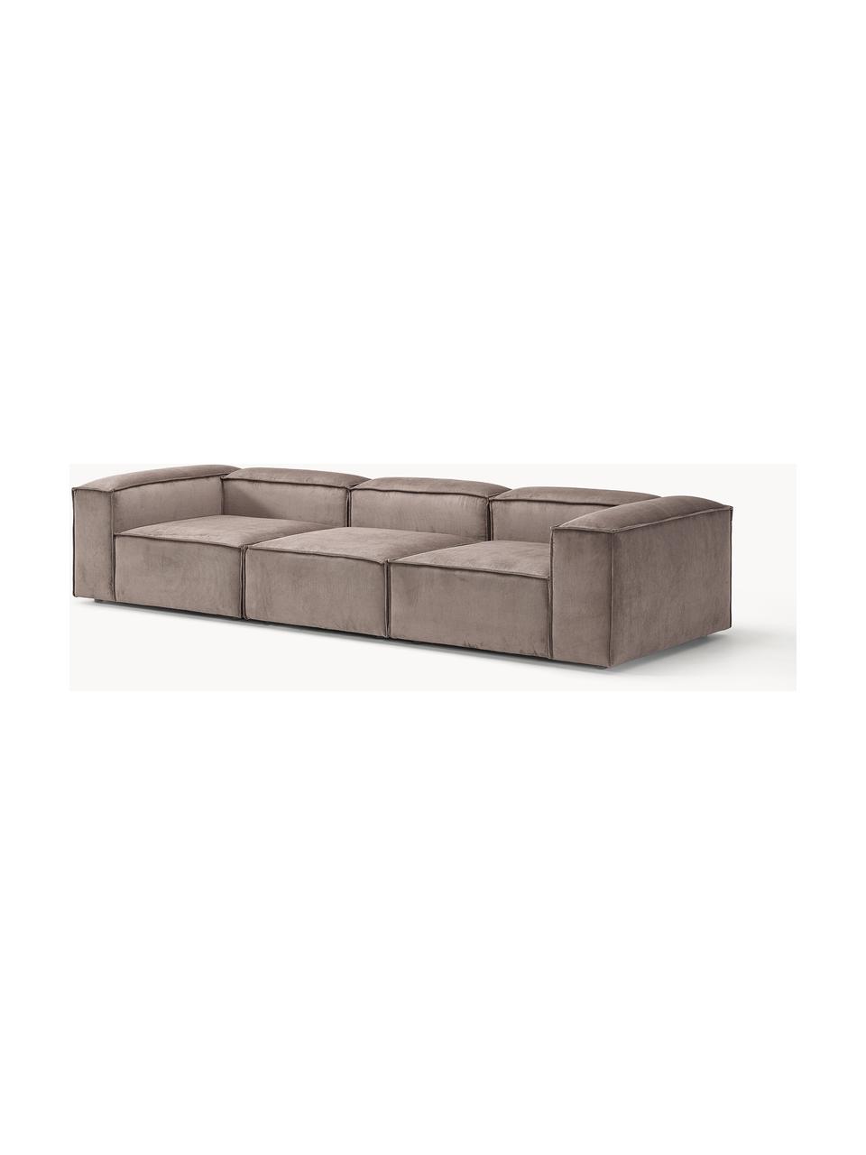 Sofá modular de pana Lennon (4 plazas), Tapizado: pana (92% poliéster, 8% p, Estructura: madera de pino y abeto ma, Patas: plástico. Este producto e, Pana gris pardo, An 327 x F 119 cm