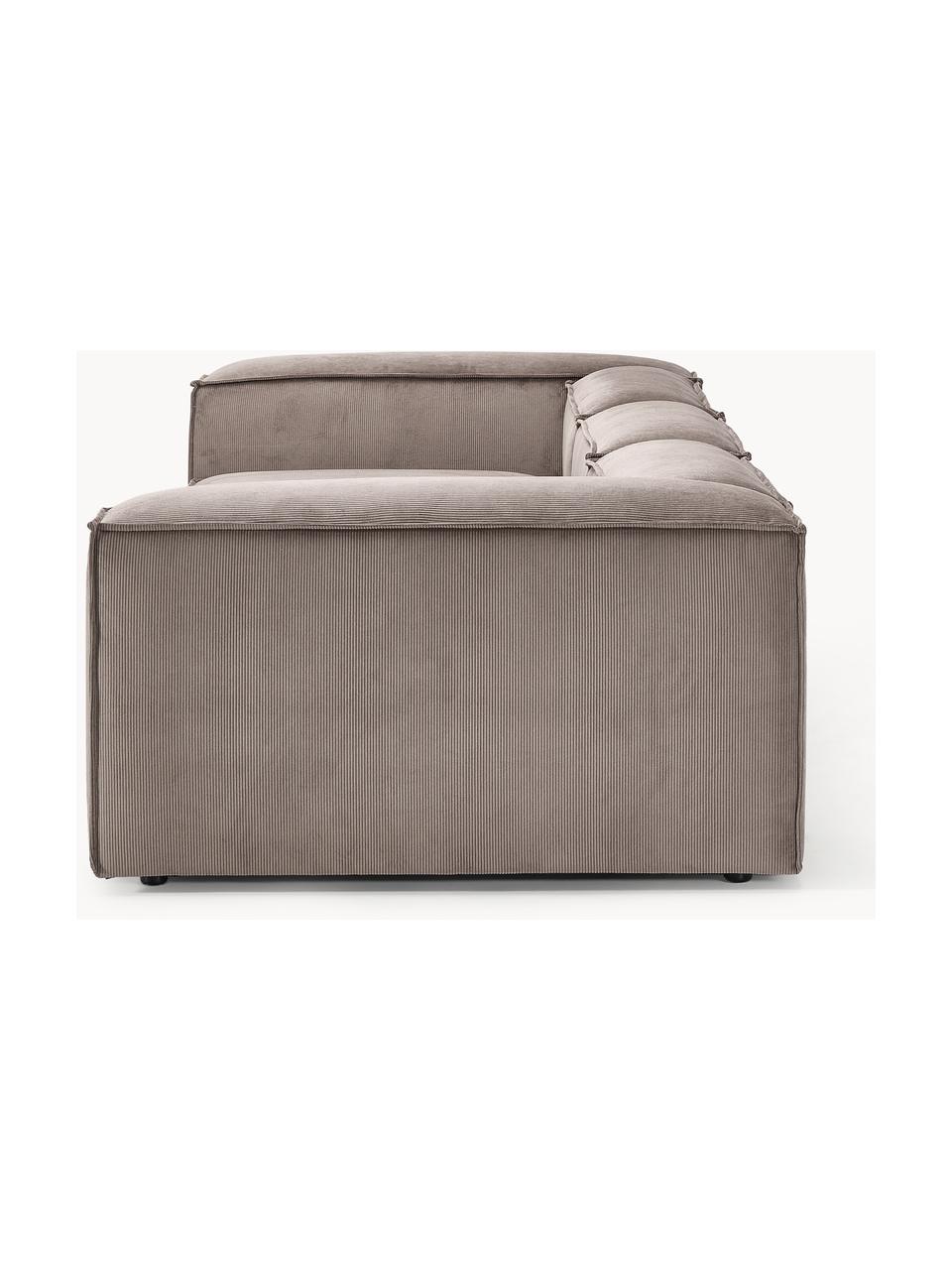 Modulaire bank Lennon (4-zits) van corduroy, Bekleding: corduroy (92% polyester, , Frame: massief grenenhout, multi, Poten: kunststof Dit product is , Corduroy taupe, B 327 x H 119 cm