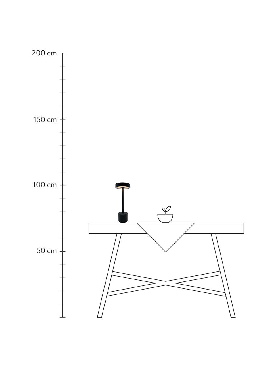Mobiele dimbare LED outdoor tafellamp Roby met touch functie, Lamp: gecoat aluminium, Zwart, Ø 11 x H 30 cm