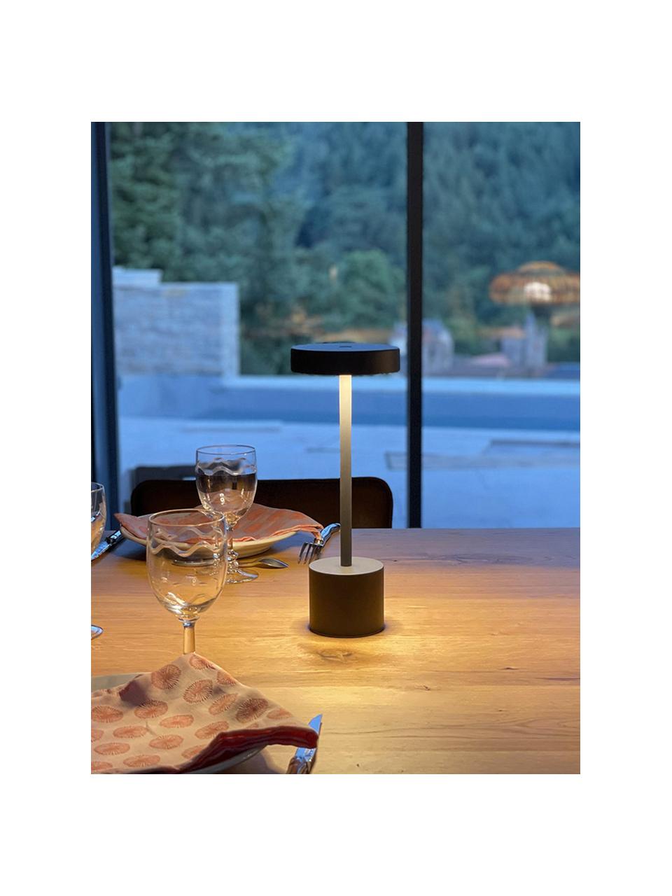 Mobiele dimbare LED outdoor tafellamp Roby met touch functie, Lamp: gecoat aluminium, Zwart, Ø 11 x H 30 cm