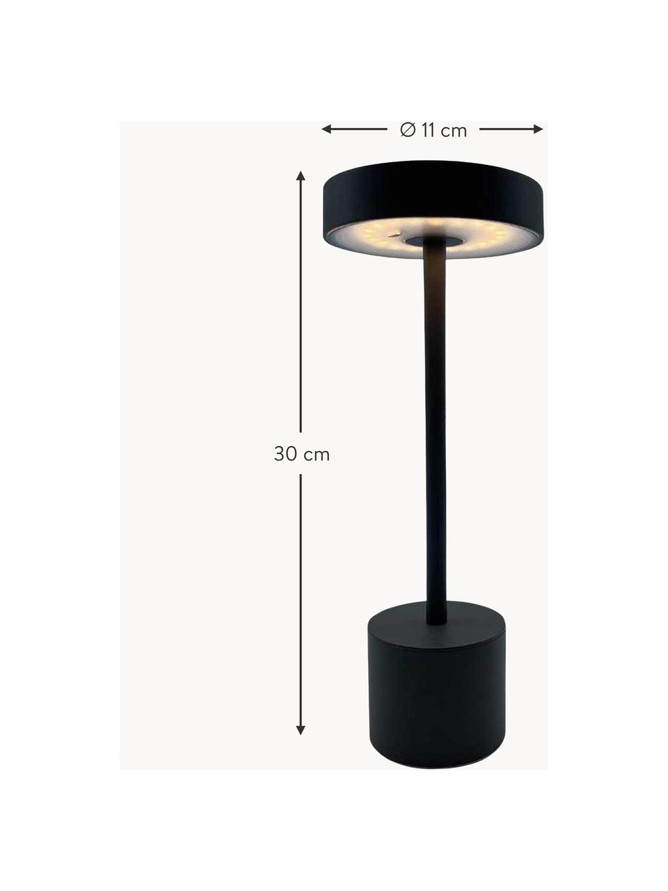 Lampe d'extérieur LED mobile à intensité variable et fonction tactile Roby, Aluminium, enduit, Noir, Ø 11 x haut. 30 cm