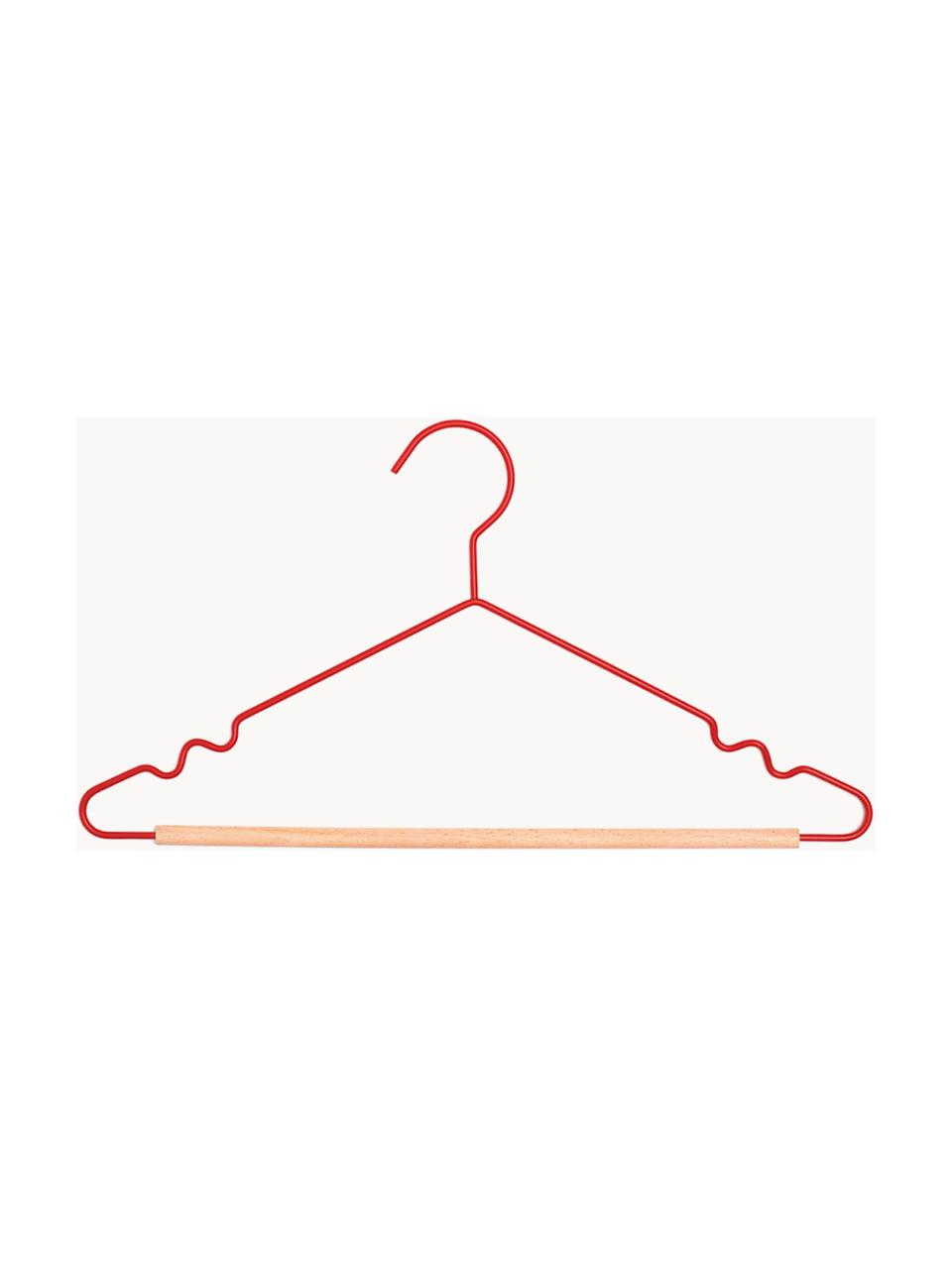 Kleerhangers Adult Top, 10 stuks, Hout, gepoedercoat staal, Rood, B 39 x H 20 cm