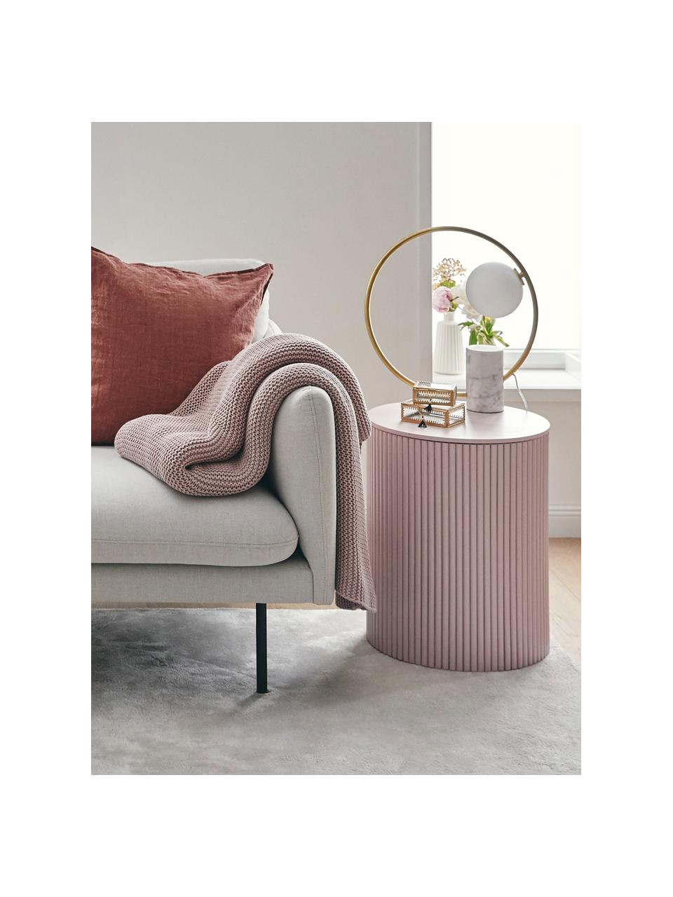 Mesa auxiliar de madera Nele, con función de almacenamiento, Tablero de fibras de densidad media (MDF) chapado en madera de fresno, Rosa, Ø 40 x Al 51 cm