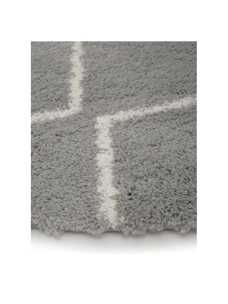 Tapis moelleux à poils longs Velma, Gris, blanc crème, Ø 150 cm (taille M)