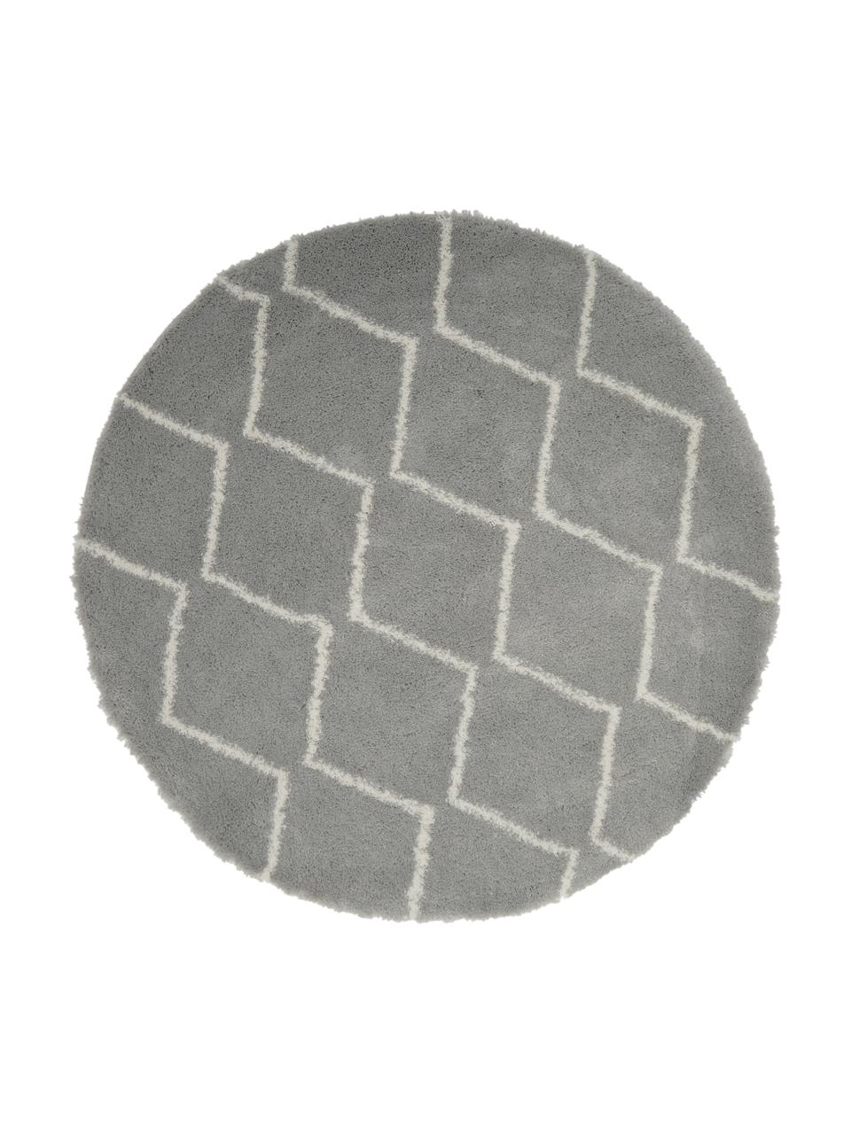 Kulatý koberec s vysokým vlasem Velma, Šedá, krémově bílá, Ø 150 cm (velikost M)