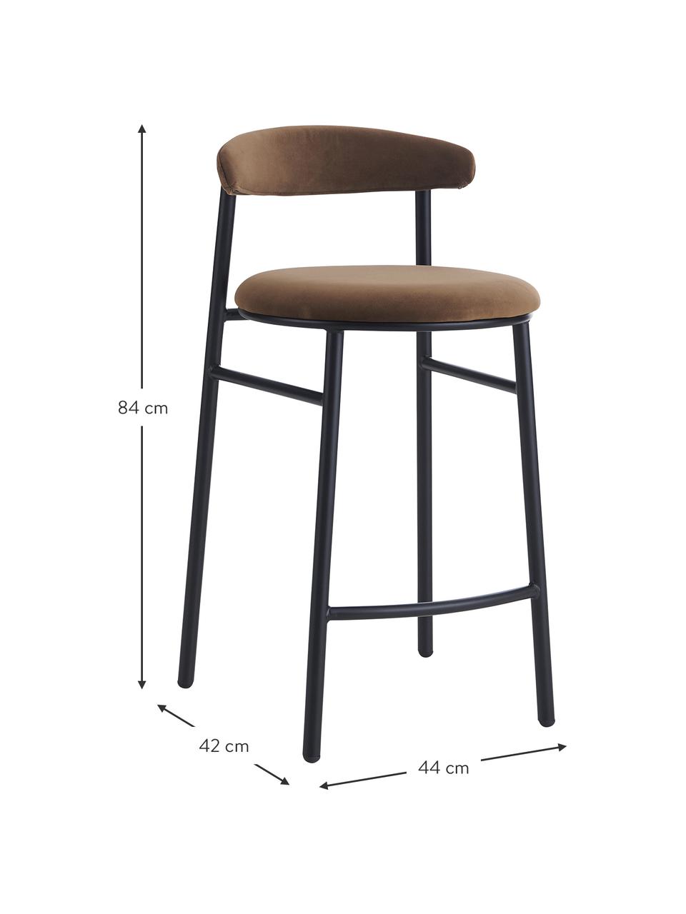 Sametová barová židle Doggi, Hnědá, Š 44 cm, V 84 cm