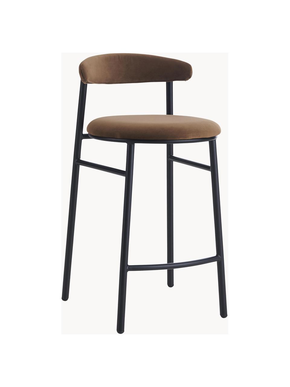 Samt-Barstuhl Doggi, Bezug: 100 % Polyestersamt Der s, Gestell: Metall, beschichtet, Samt Braun, B 44 x H 84 cm