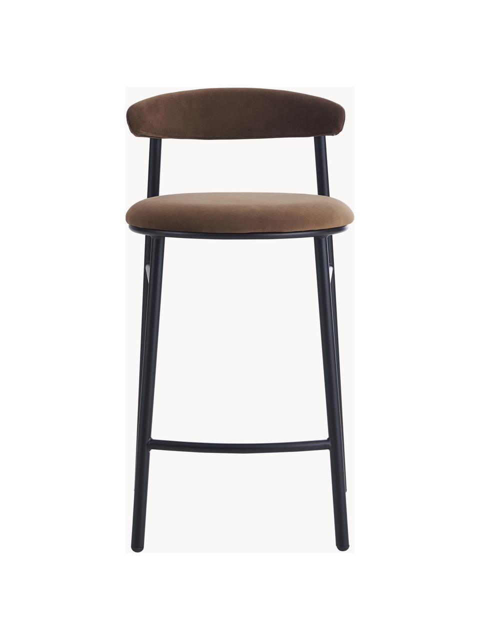 Tabouret de bar en velours Doggi, Velours brun, larg. 44 x haut. 84 cm