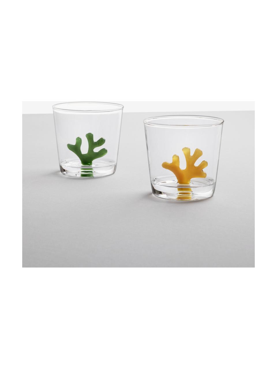 Handgefertigte Wassergläser Coral Reef, 6er-Set, Borosilikatglas, Transparent, Bunt, Ø 9 x H 8 cm, 350 ml