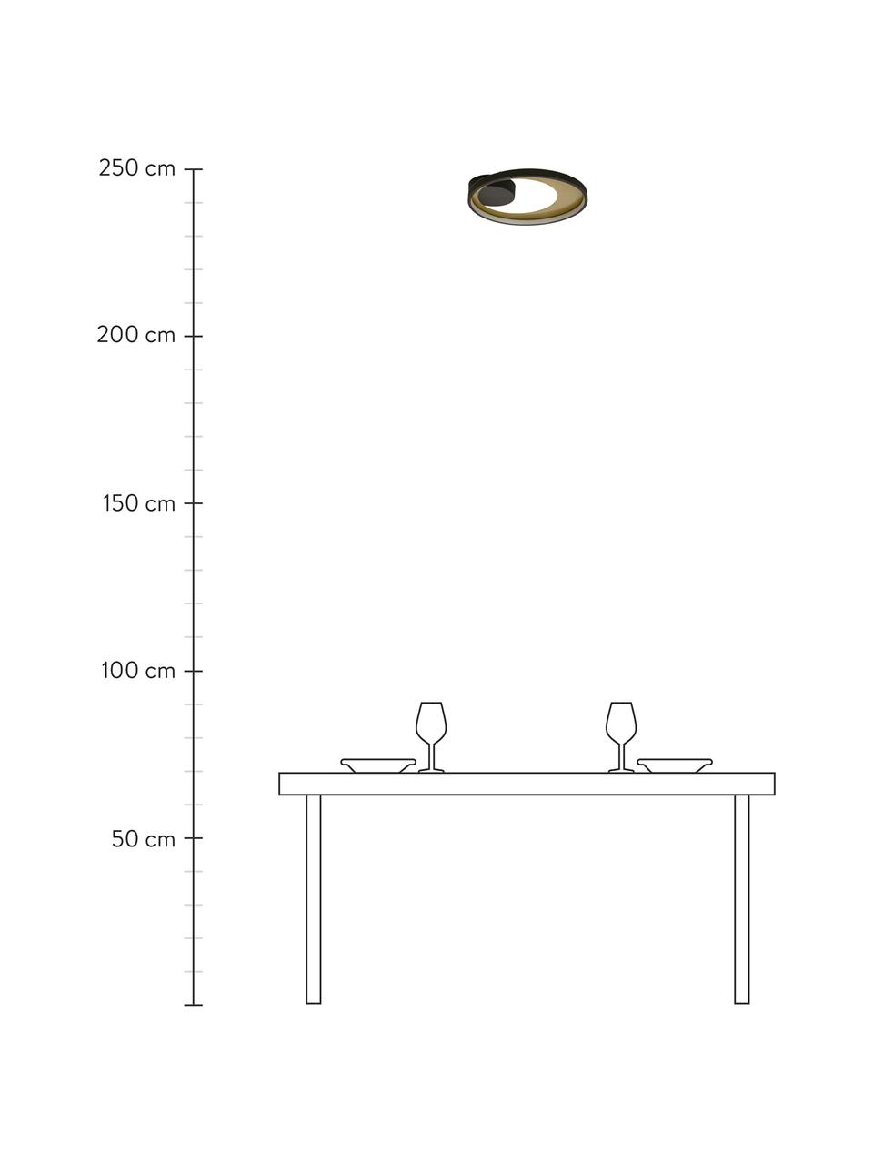 Dimmbare LED-Deckenleuchte Carat in Schwarz/Gold, Lampenschirm: Aluminium, beschichtet, Baldachin: Metall, beschichtet, Goldfarben, Schwarz, Ø 36 x H 7 cm