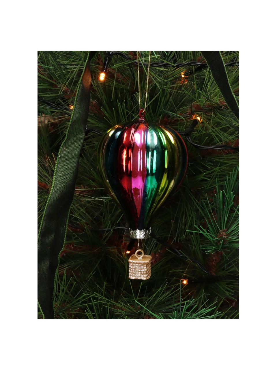 Décoration de sapin de Noël en forme de montgolfière Rainbow, Verre, Multicolore, Ø 6 x haut. 10 cm