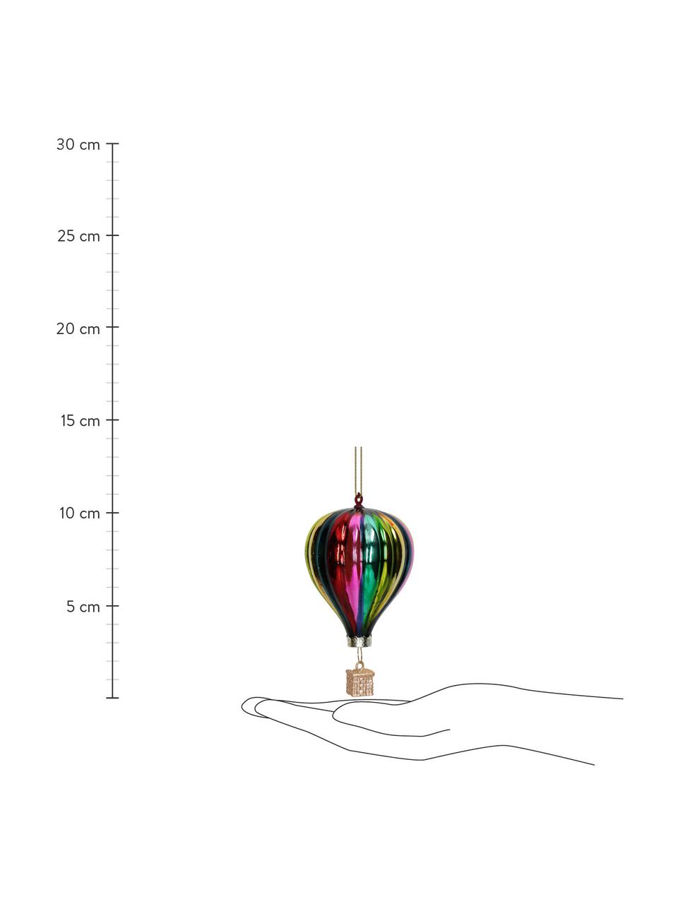 Ozdoba na vánoční stromeček ve tvaru létajícího balonu Rainbow, Sklo, Více barev, Ø 6 cm, V 10 cm