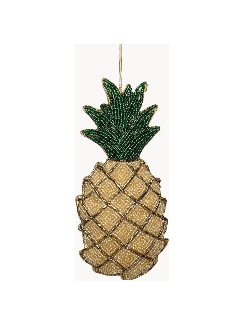 Décoration de sapin de Noël Pineapple, Jaune, vert, couleur dorée, larg. 7 x haut. 16 cm