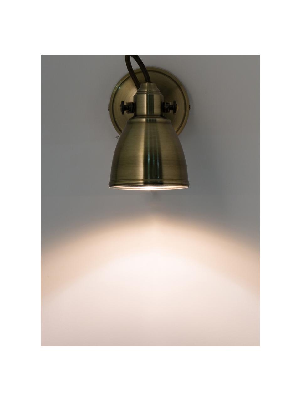 Verstelbare wandlamp Fjallbacka met stekker in messing, Lampenkap: gecoat metaal, Goudkleurig met antieke afwerking, D 20 x H 17 cm