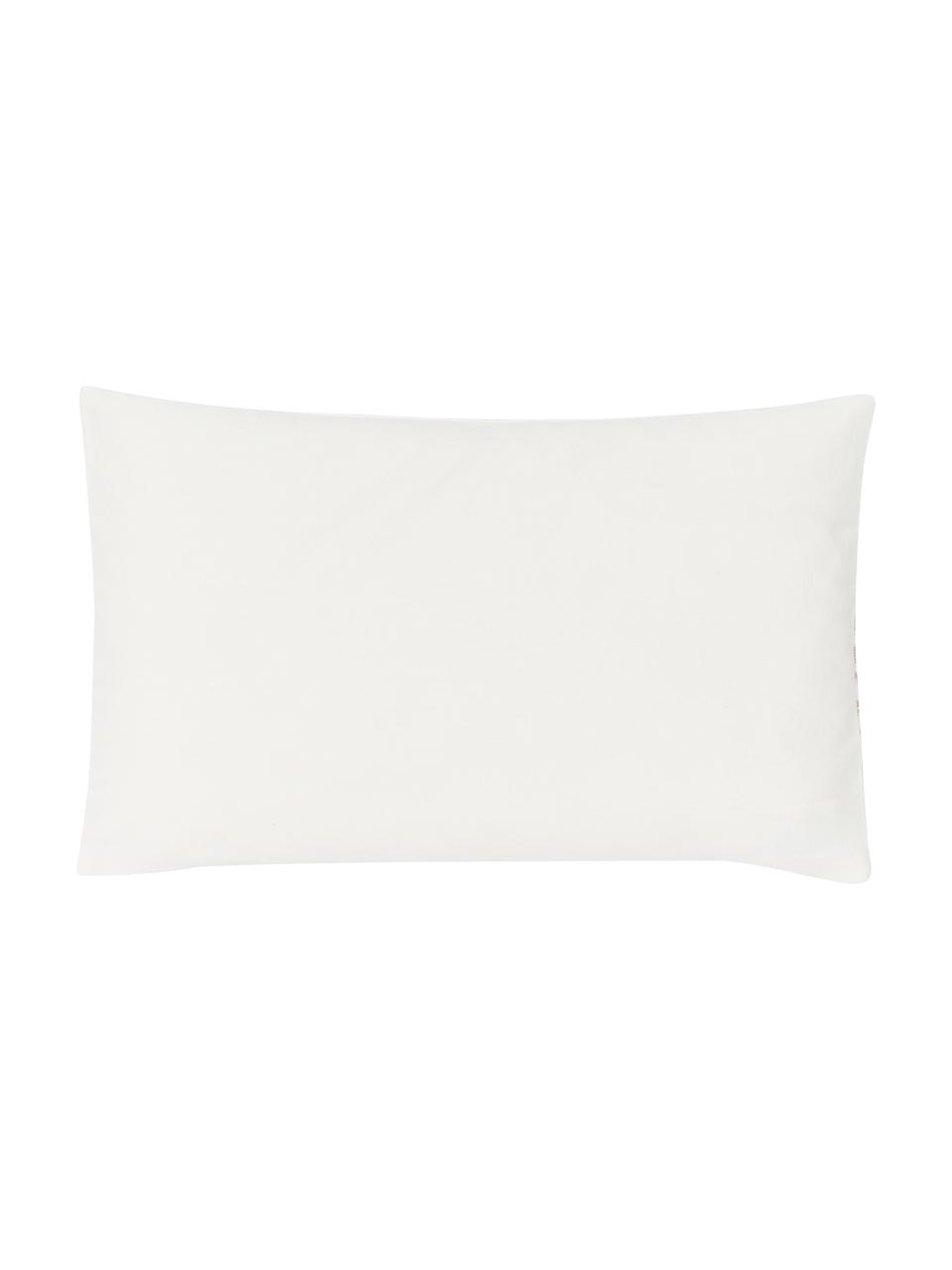 Copricuscino ricamata con motivo norvegese Orkney, 100% cotone, Beige, bianco crema, Larg. 30 x Lung. 50 cm
