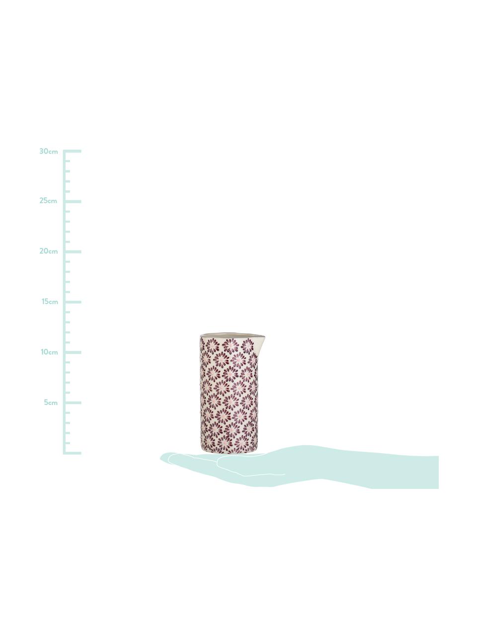 Handgefertigtes Milchkännchen Maya mit kleinem Muster, 250 ml, Steingut, Violett, Weiss, Ø 6 x H 12 cm