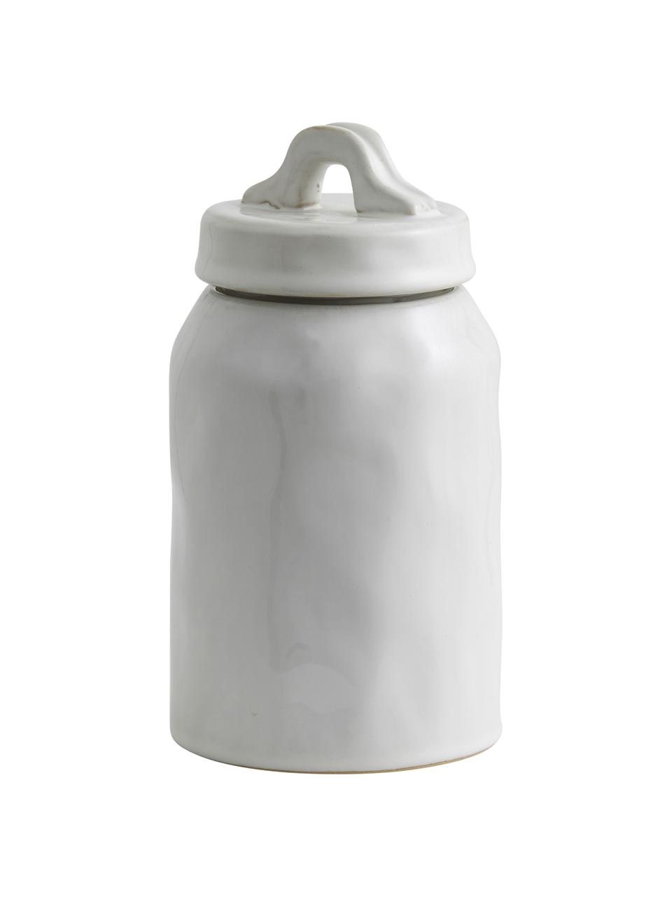 Ręcznie wykonany pojemnik do przechowywania z ceramiki Lulo, Ceramika, Biały, Ø 11 x W 20 cm