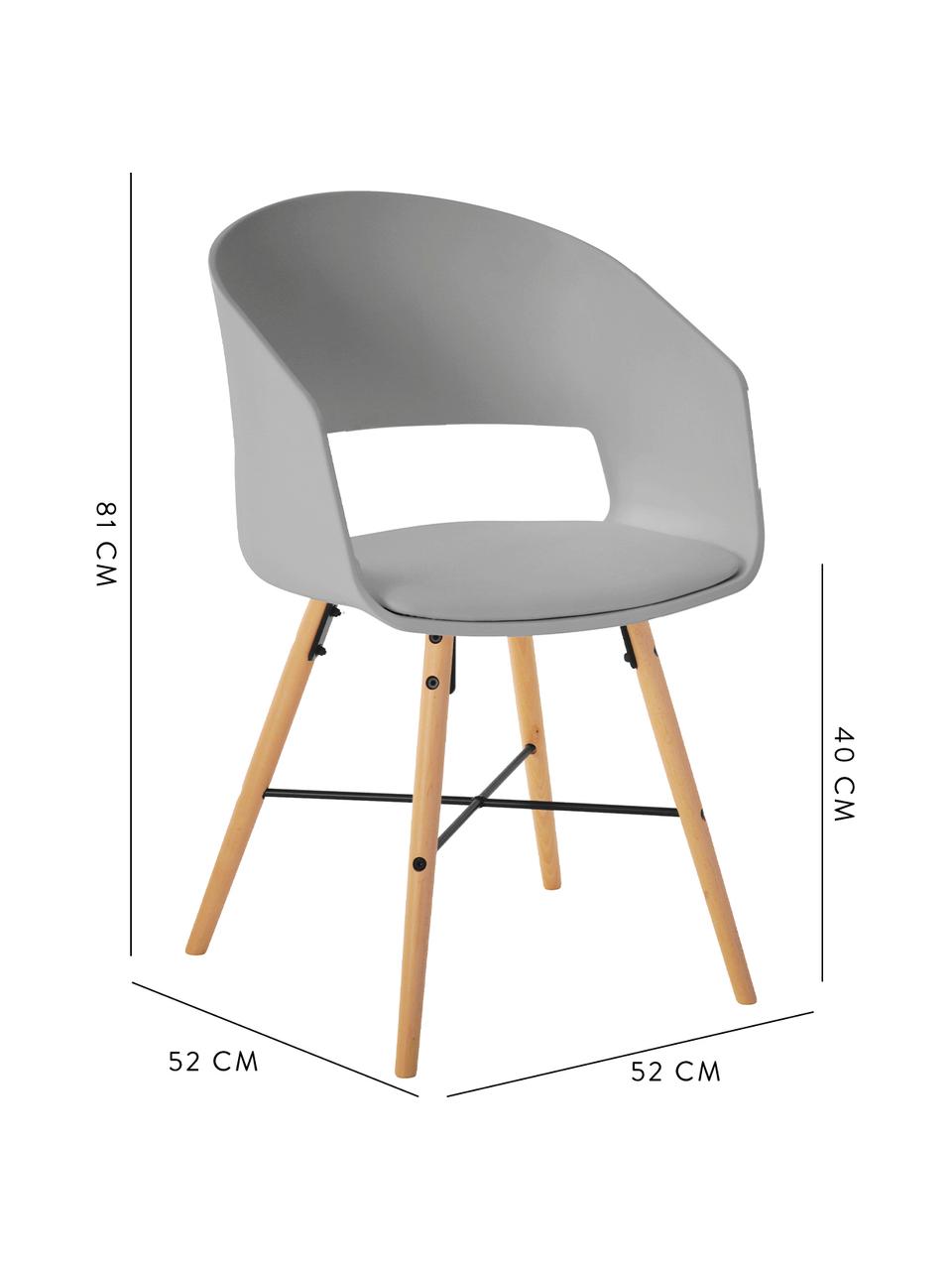 Sedia con braccioli  Luna 2 pz, Gambe: legno di faggio verniciat, Grigio, Larg. 52 x Prof. 52 cm