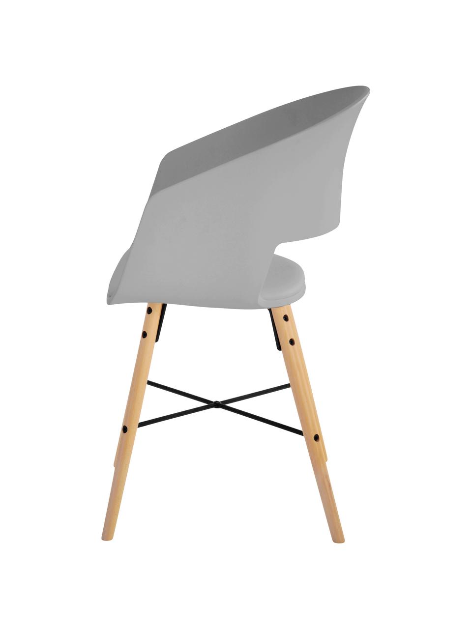 Sedia con braccioli  Luna 2 pz, Gambe: legno di faggio verniciat, Grigio, Larg. 52 x Prof. 52 cm