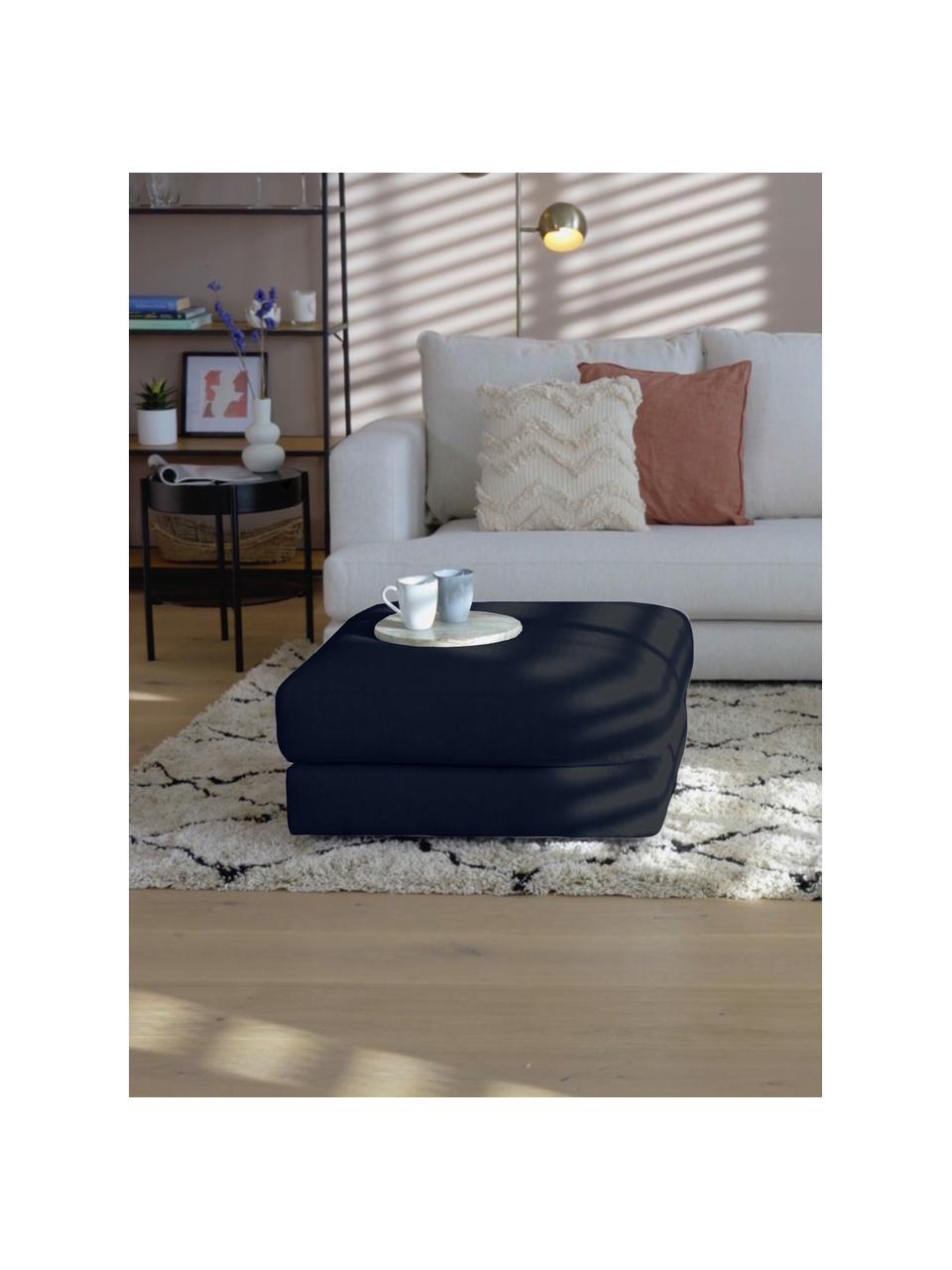 Pouf canapé bleu foncé Tribeca, Tissu bleu foncé, larg. 80 x haut. 40 cm