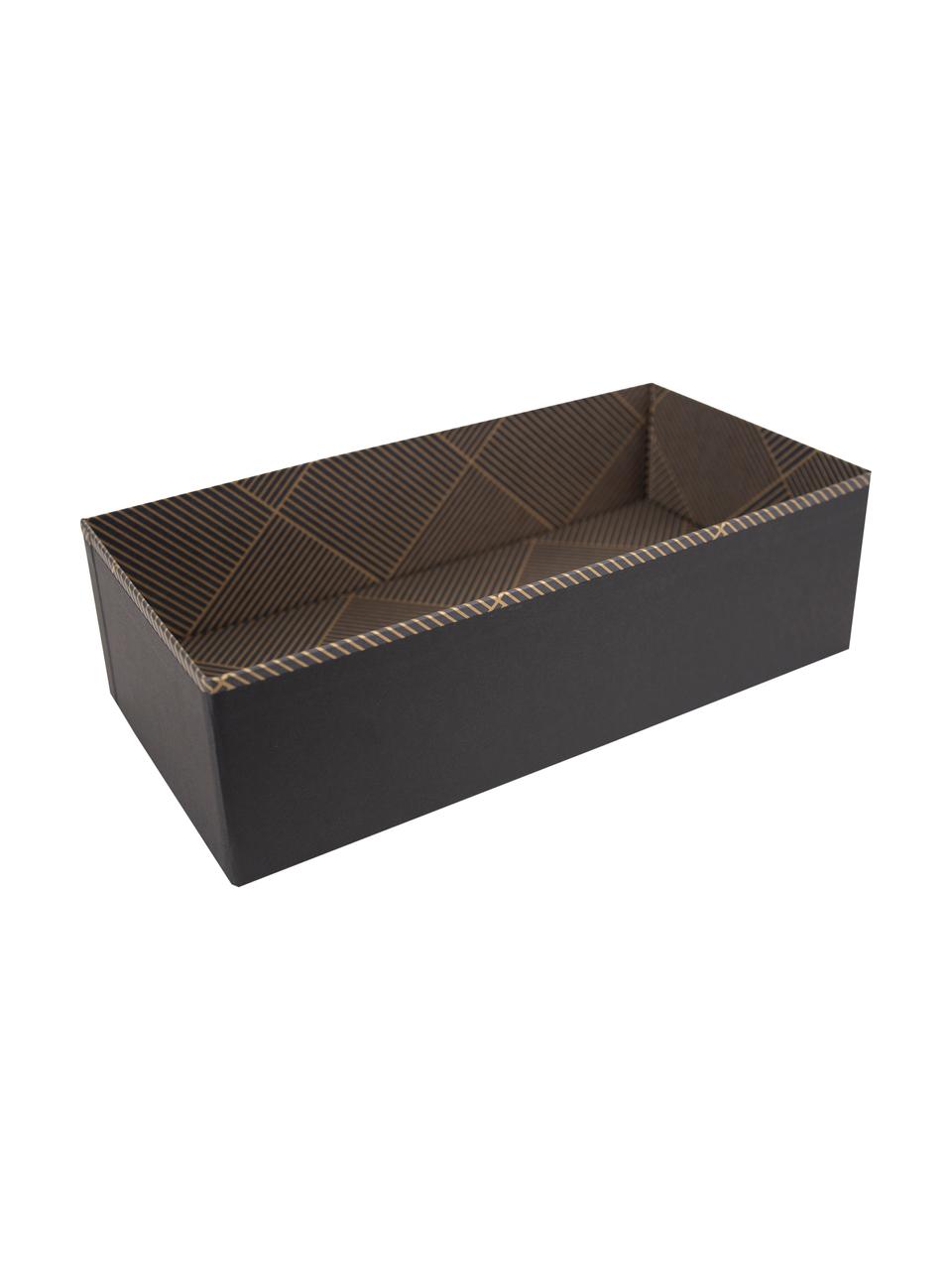 Úložný box Drawer, Pevná laminovaná lepenka, Zlatá, tmavě šedá, Š 36 cm, V 10 cm