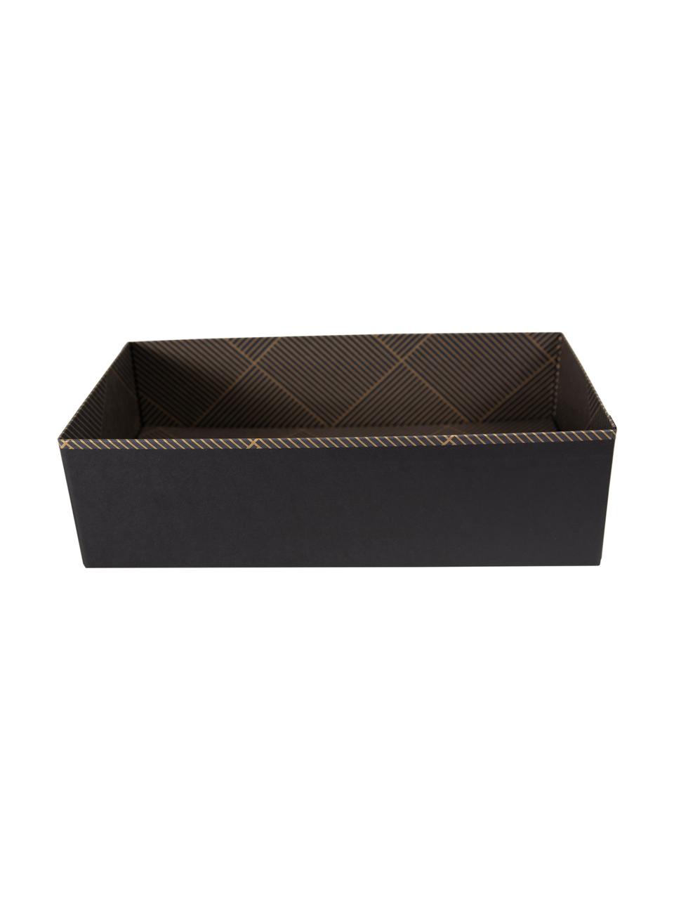 Pudełko do przechowywania Drawer, Solidna tektura laminowana, Odcienie złotego, ciemny szary, S 36 x W 10 cm