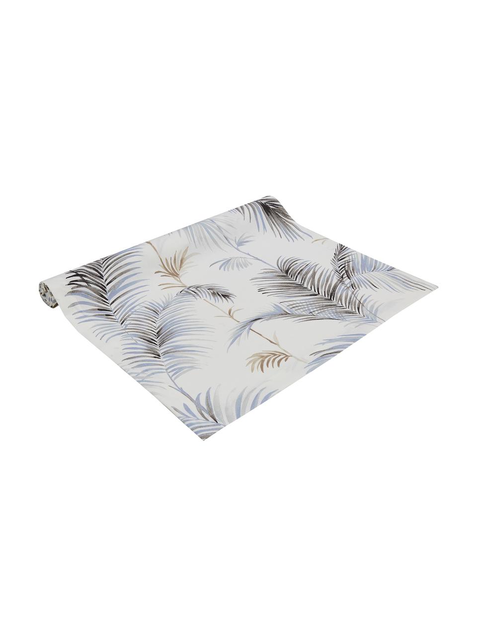 Chemin de table motif palmier Sahara, 100 % coton, Bleu, larg. 80 x long. 80 cm