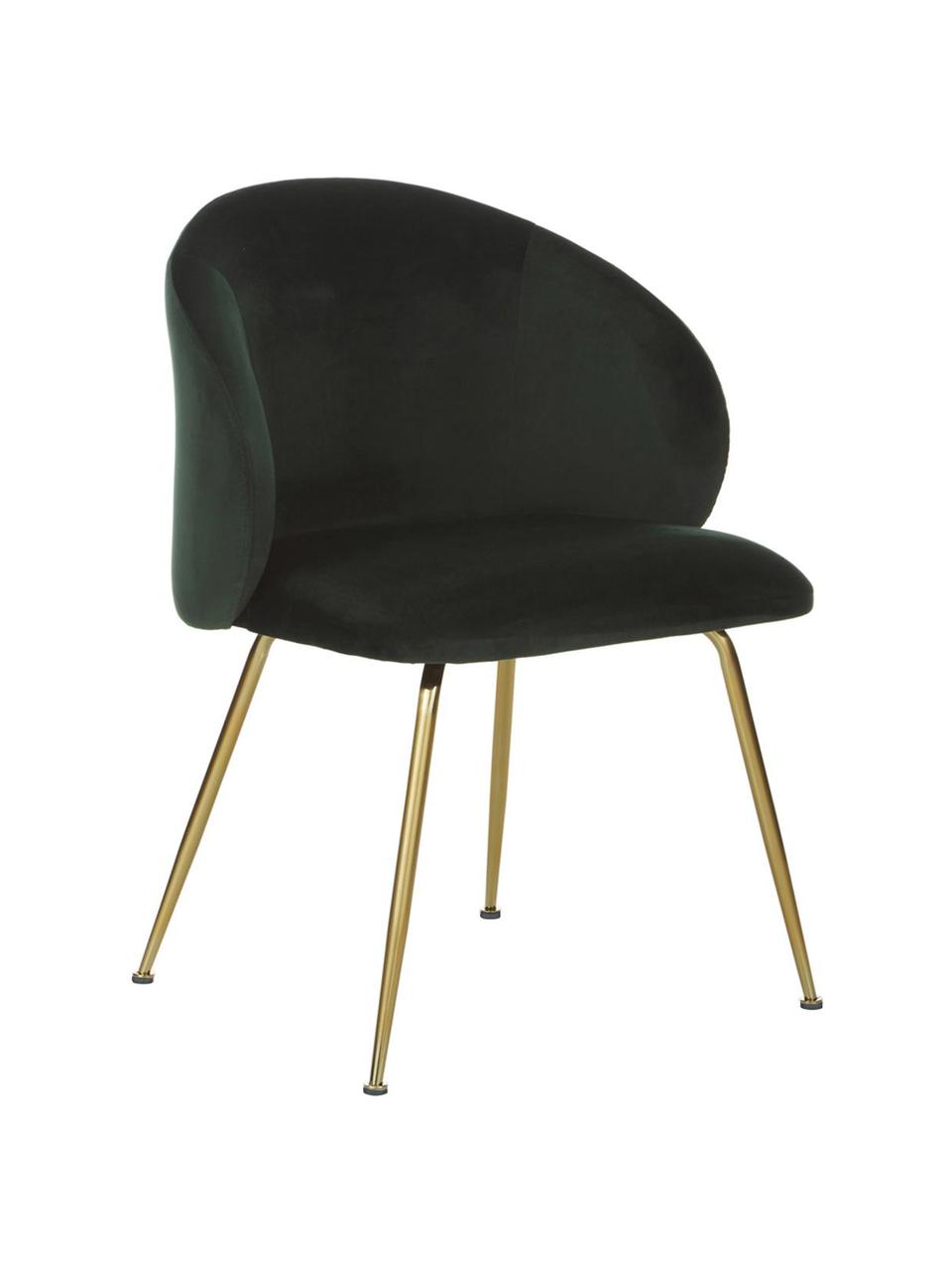 Stolička so zamatovým čalúnením Luisa, 2 ks, Zamatová tmavozelená, odtiene zlatej, Š 59 x H 58 cm