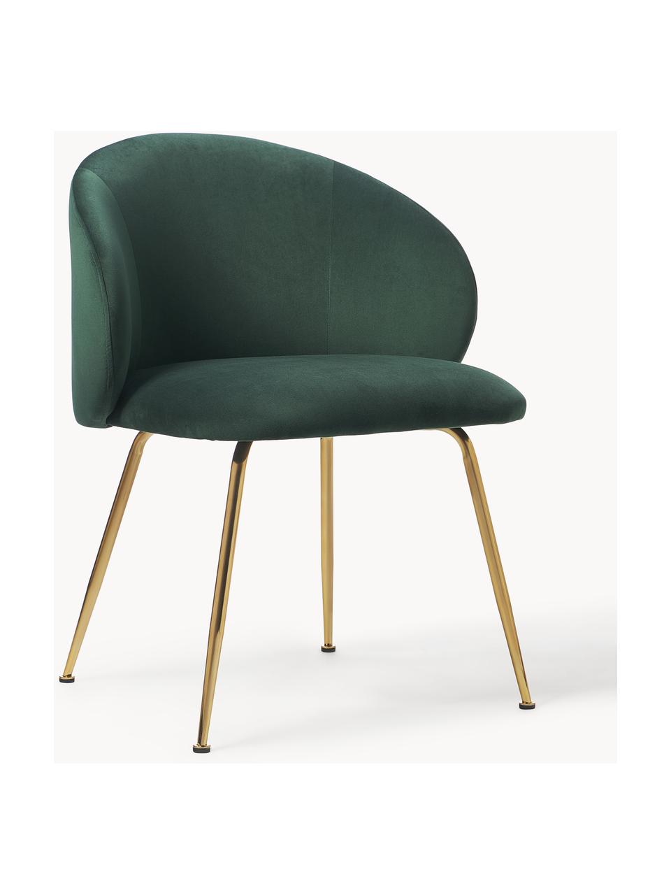 Sametové čalouněné židle Luisa, 2 ks, Tmavě zelená, zlatá, Š 59 cm, H 59 cm