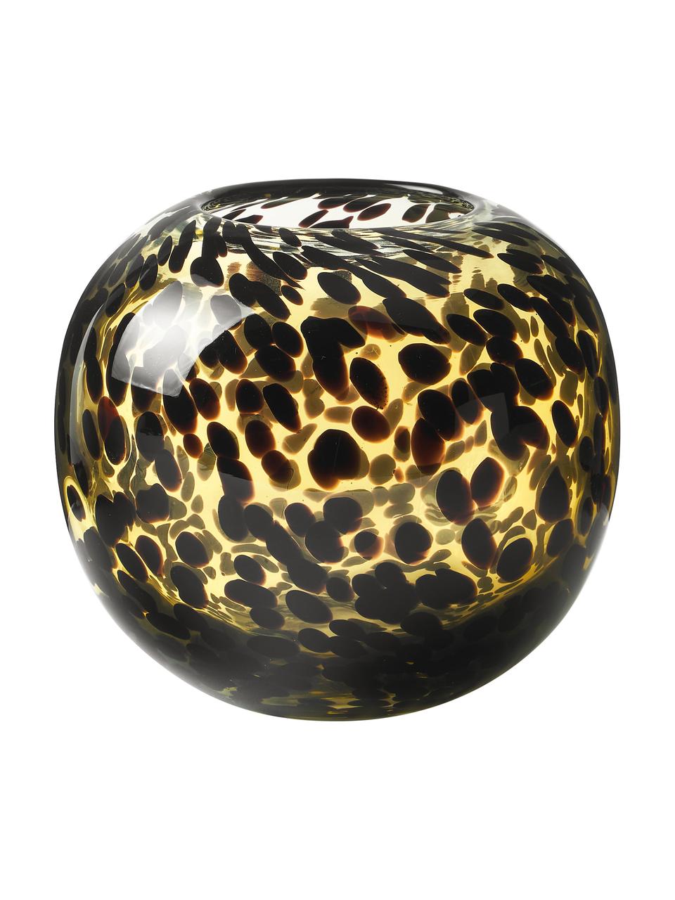 Wazon ze szkła dmuchanego Leopard, Szkło, Żółty, czarny, Ø 20 x W 18 cm