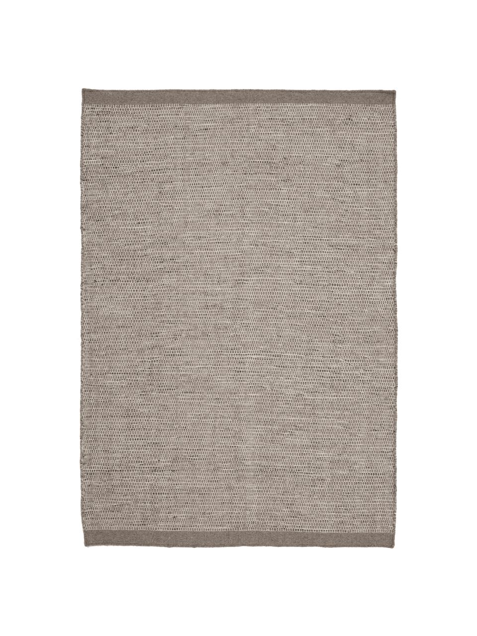 Handgeweven wollen vloerkleed Asko in grijstinten, Bovenzijde: 90% wol, 10% katoen, Onderzijde: katoen, Lichtgrijs/grijs, B 200 x L 300 cm (maat L)