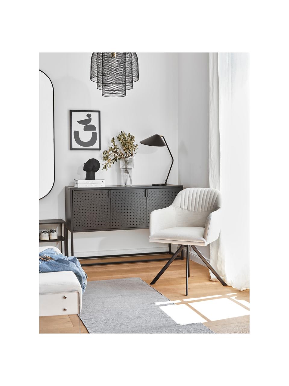 Enfilade en métal Neptun, Métal, revêtement par poudre, Noir, larg. 120 x haut. 80 cm