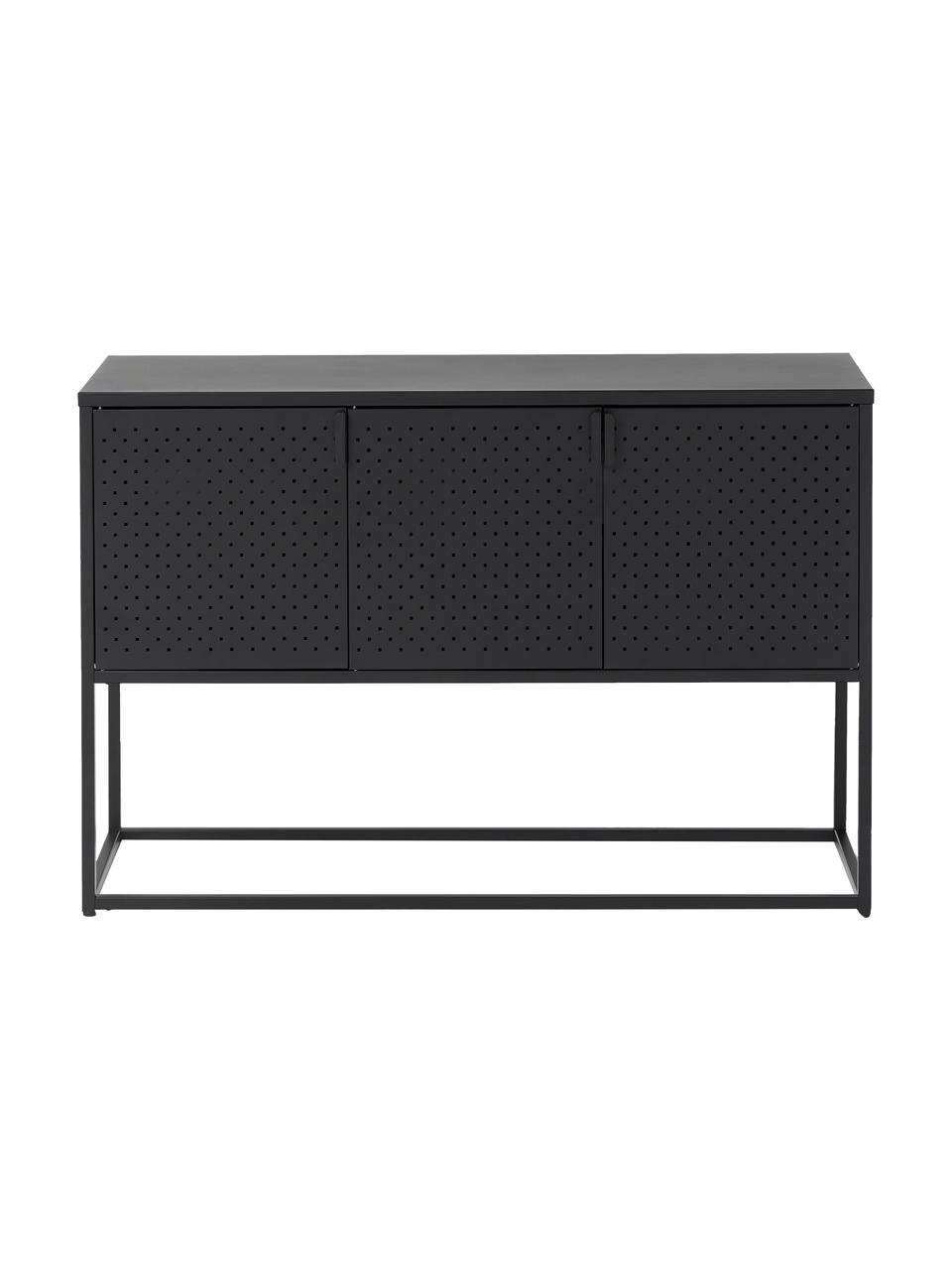 Enfilade en métal Neptun, Métal, revêtement par poudre, Noir, larg. 120 x haut. 80 cm