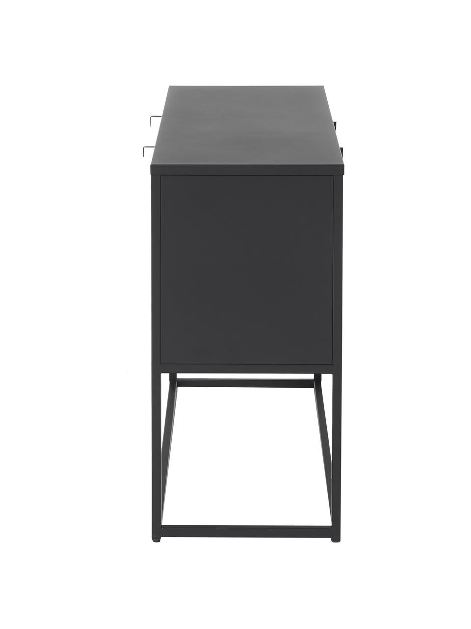 Enfilade industrielle en métal noir Neptun, Métal, revêtement par poudre, Noir, larg. 120 x haut. 80 cm
