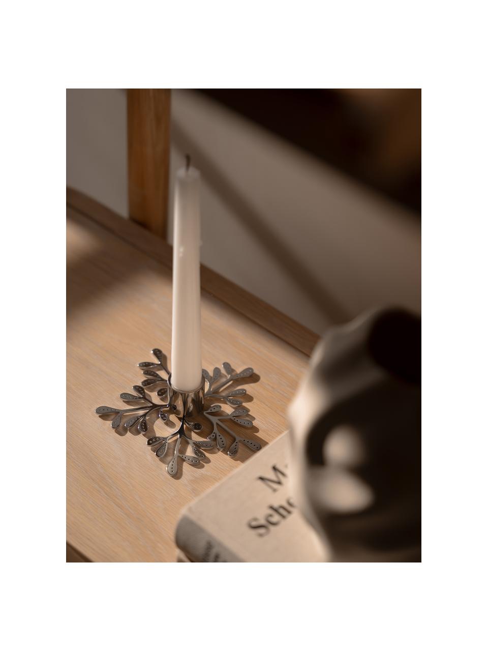 Weihnachtskerzenhalter Mistletoe, Edelstahl, beschichtet, Silberfarben, Ø 14 x H 3 cm