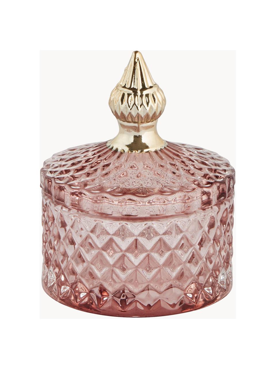 Petite boîte de rangement Myan, Verre, Rose pâle, doré, Ø 9 x haut. 11 cm