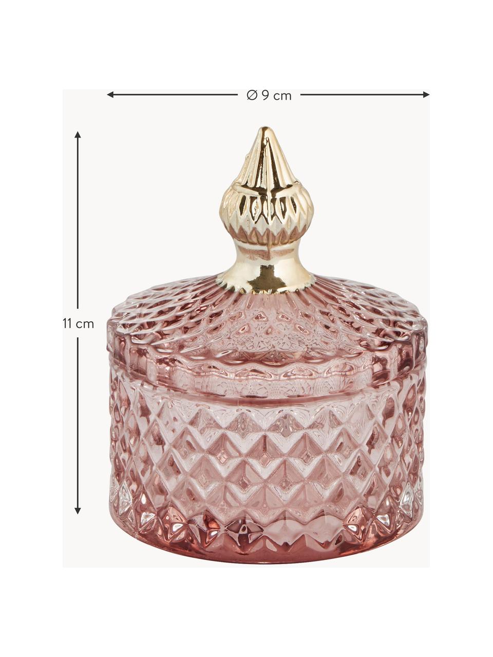 Petite boîte de rangement Myan, Verre, Rose pâle, doré, Ø 9 x haut. 11 cm