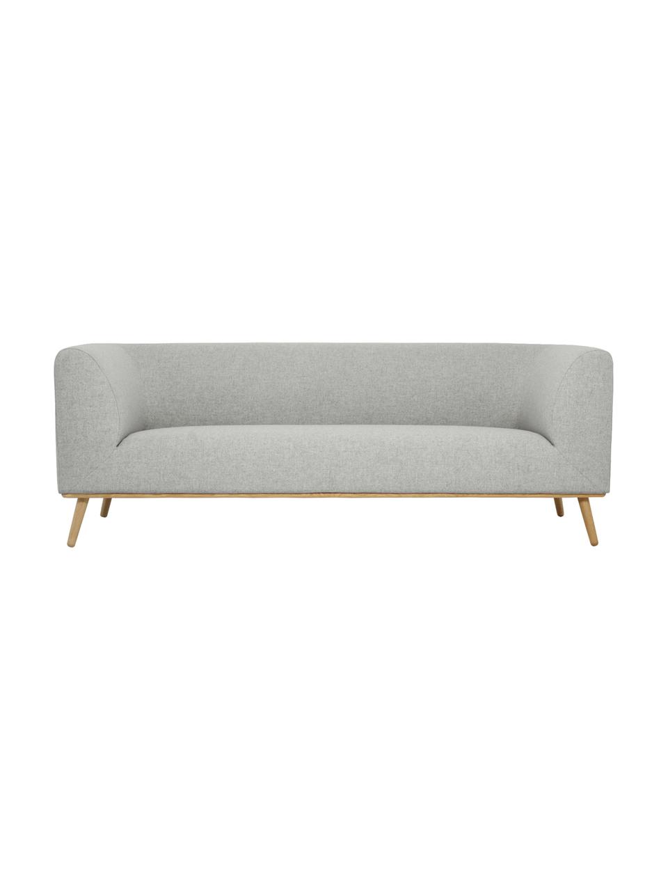 Sofa z nogami z drewna dębowego Archie (3-osobowa), Tapicerka: 100% wełna, Tapicerka: pianka na zawieszeniu spr, Stelaż: drewno sosnowe z certyfik, Nogi: lite drewno dębowe z cert, Jasnoszara tkanina, S 222 x G 90 cm