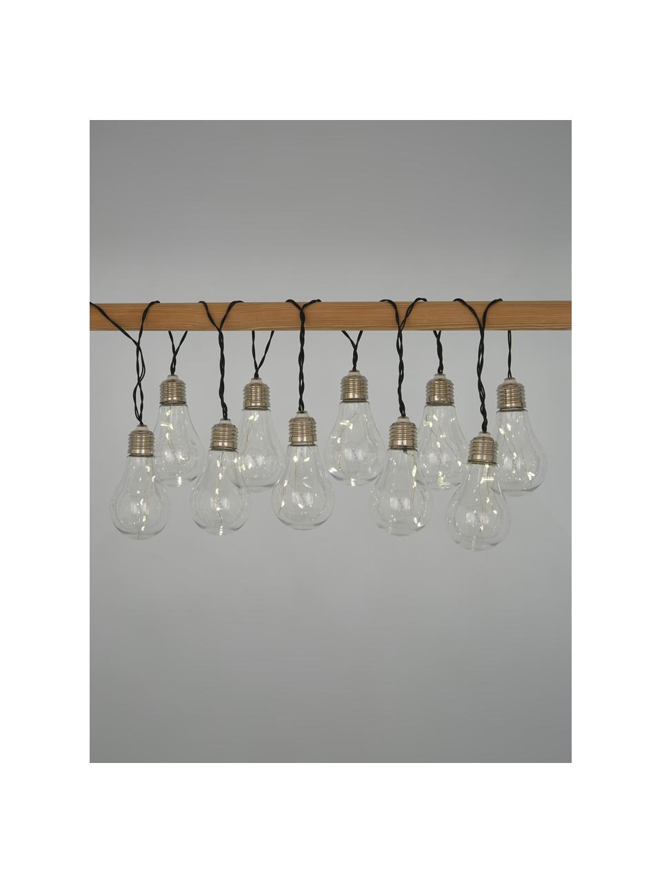 Solar lichtslinger Martin, 300 cm, 10 lampions, Lampions: kunststof, Lampenkappen: transparant met splintereffect Lampfitting: nikkel, L 300 cm