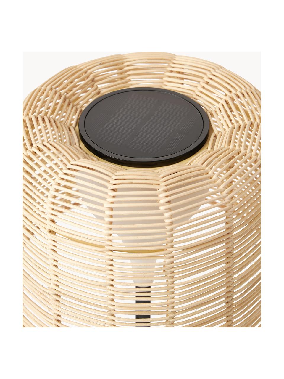 Lampe solaire de jardin LED avec abat-jour en rotin Kyra, Beige clair, noir, larg. 45 x haut. 74 cm