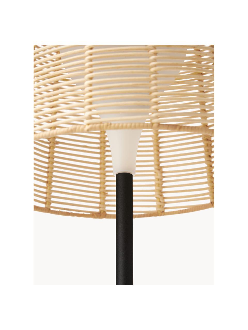 Solar LED-Gartenlampe Kyra mit Rattanschirm, Lampenschirm: Rattan, Hellbeige, Schwarz, H 125 cm