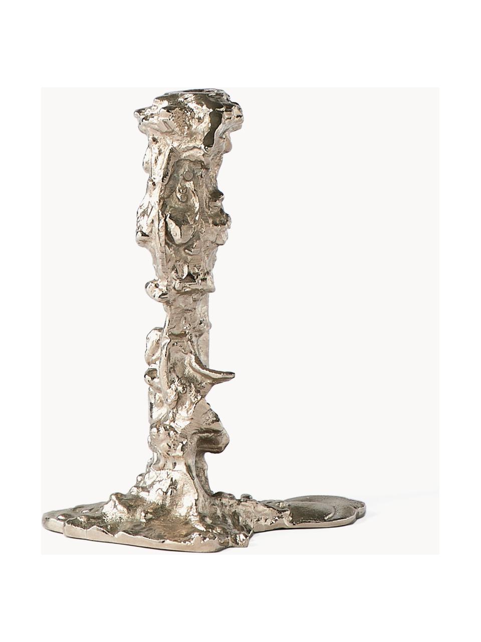 Świecznik z metalu Drip, Metal powlekany, Odcienie srebrnego, S 18 x W 25 cm