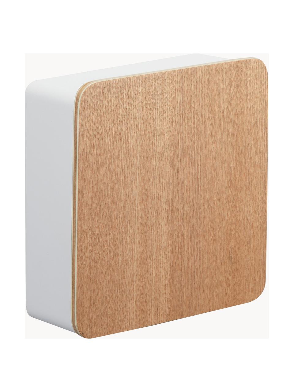 Boîte à clés avec dos magnétique Rin, Blanc, bois clair, larg. 16 x prof. 16 cm