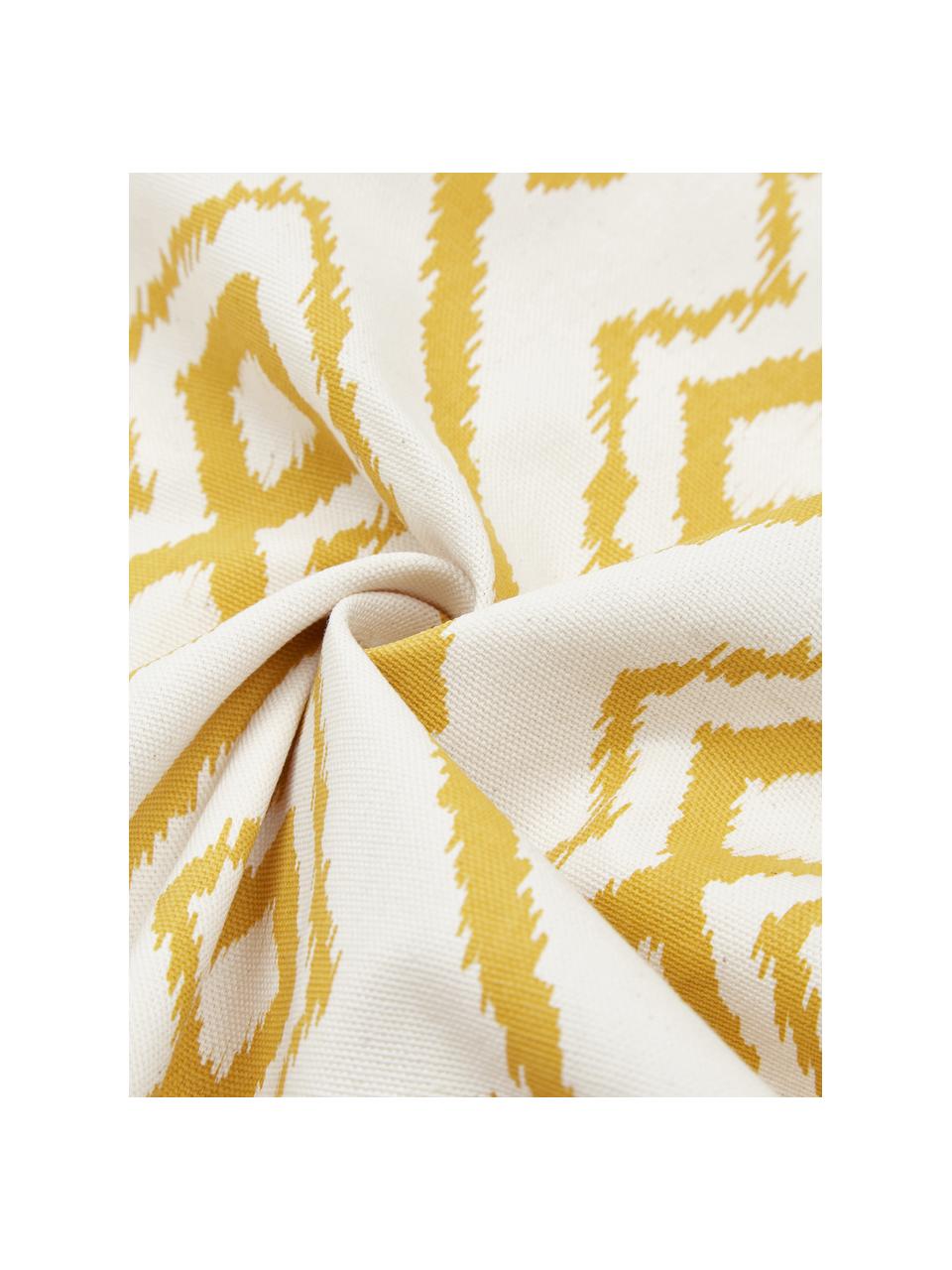 Housse de coussin 45x45 bohème Delilah, 100 % coton, Blanc, jaune, larg. 45 x long. 45 cm