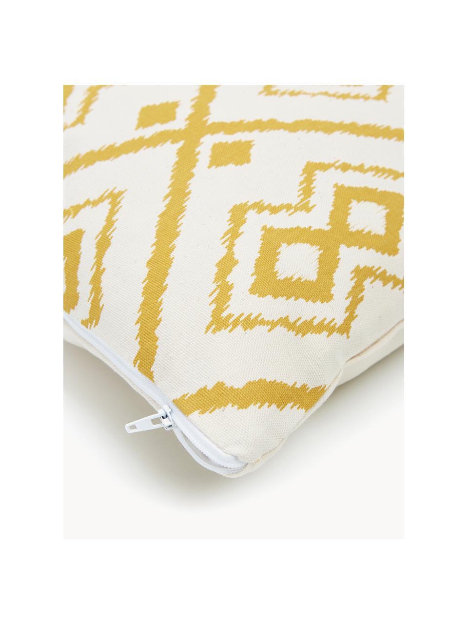 Housse de coussin 45x45 bohème Delilah, 100 % coton, Blanc, jaune, larg. 45 x long. 45 cm